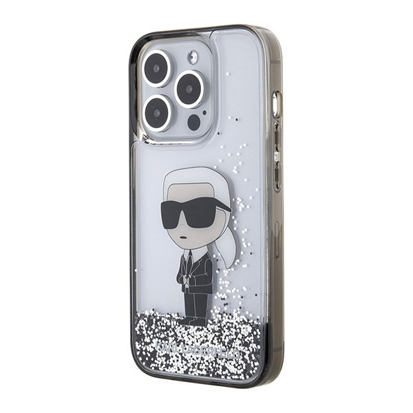 Husa pentru iPhone 15 Pro Max, Hardcase Liquid Glitter, Karl Lagerfeld - Transparent Sclipici - 3 | YEO