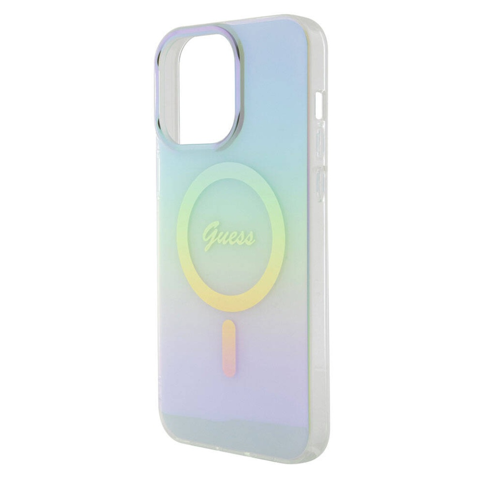 Husa pentru iPhone 15 Pro Max IML Iridescent MagSafe, Guess - Turcoaz - 2 | YEO