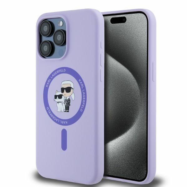 Husa pentru iPhone 15 Pro Max, Silicone MagSafe, Karl Lagerfeld - Mov