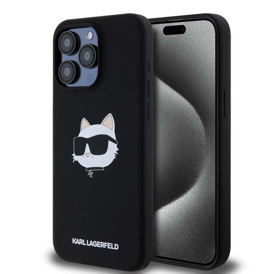 Husa pentru iPhone 15 Pro Max, Silicone MagSafe, Karl Lagerfeld - Negru