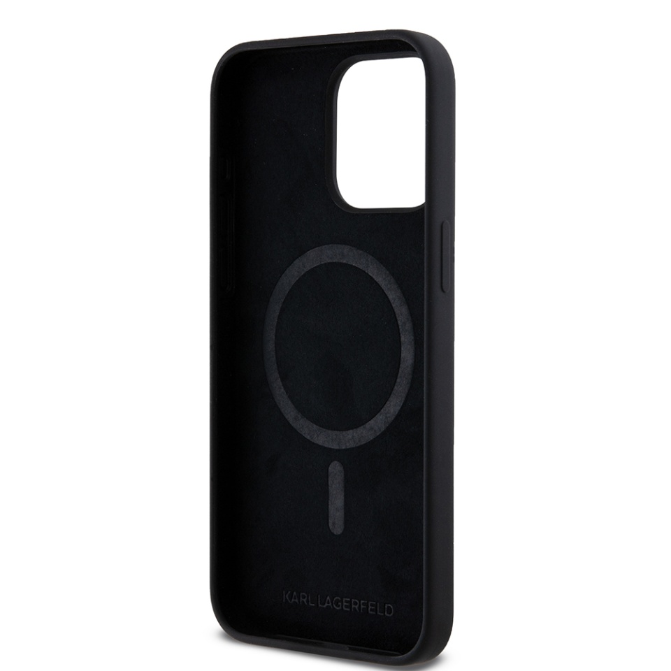 Husa pentru iPhone 15 Pro Max, Silicone MagSafe, Karl Lagerfeld - Negru - 1 | YEO
