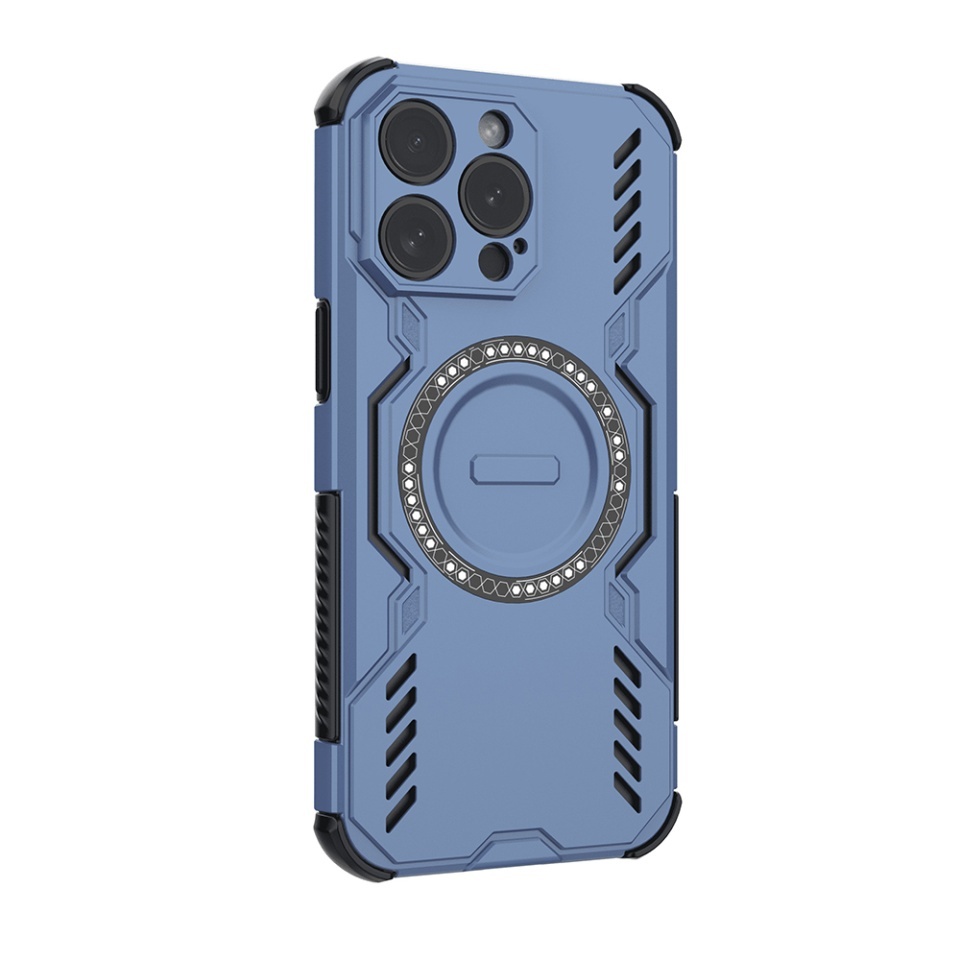 Husa pentru iPhone 15 Pro Max, SKYDDAR INOVATION, ArmorMag, Magsafe, set cu sticker, Albastru - 2 | YEO