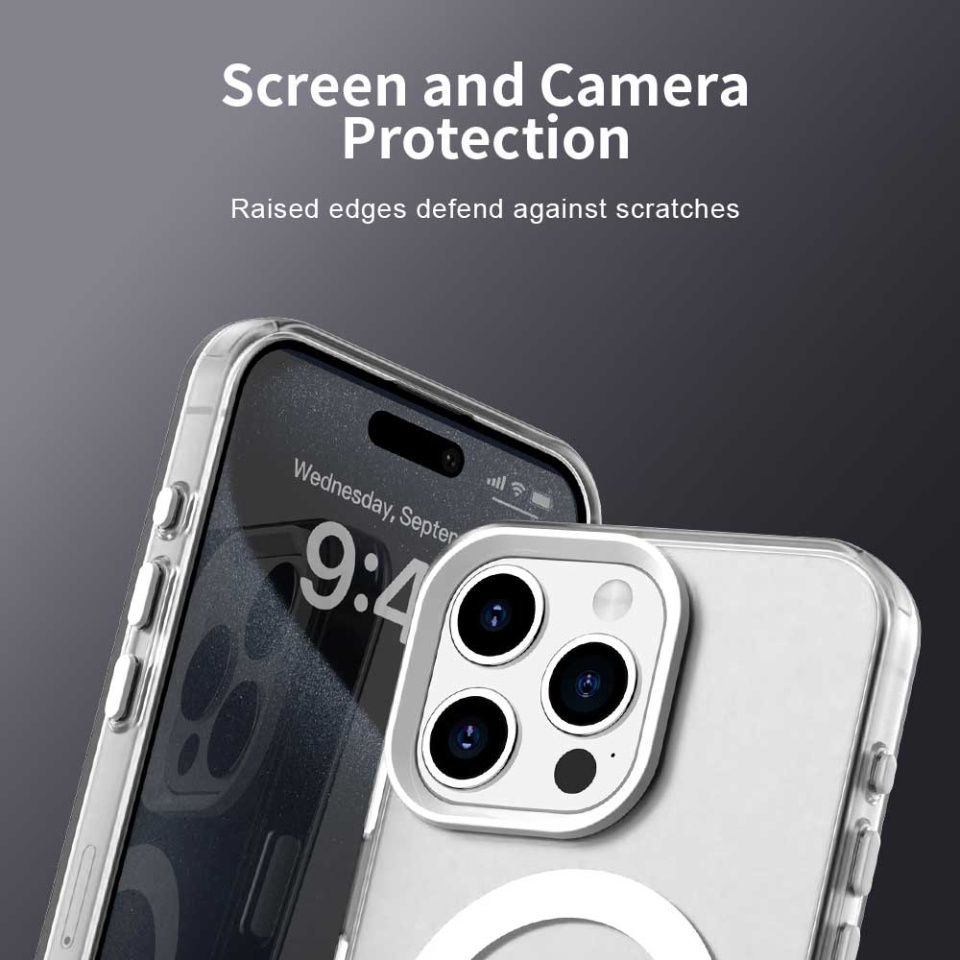 Husa pentru iPhone 15 Pro Max, SKYDDAR INOVATION, CandyCase, Magsafe, set cu sticker, Alb - 3 | YEO