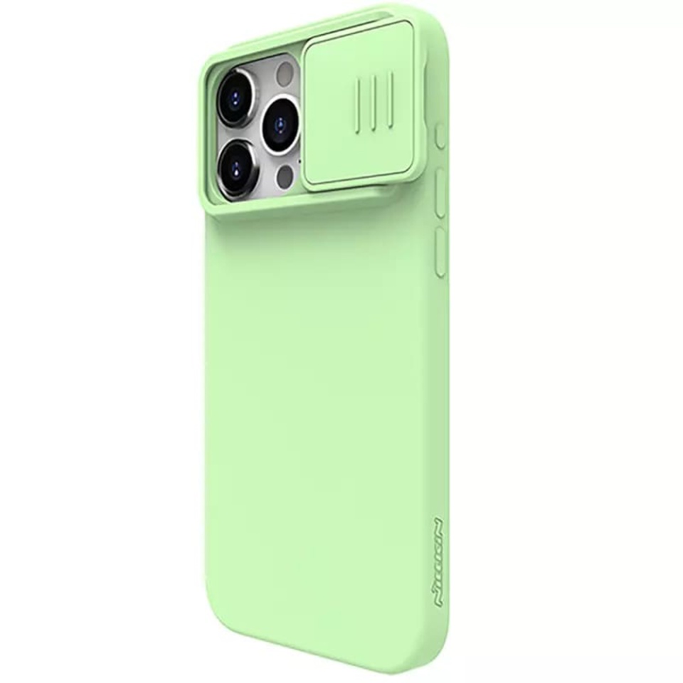 Husa pentru iPhone 15 Pro, Nillkin CamShield Silky MagSafe Silicone - Verde - 2 | YEO