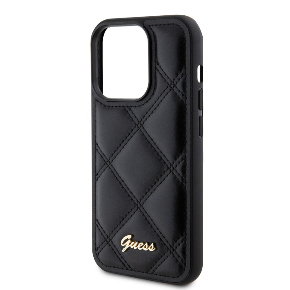 Husa pentru iPhone 15 Pro Quilted Metal Logo, Guess - Negru - 5