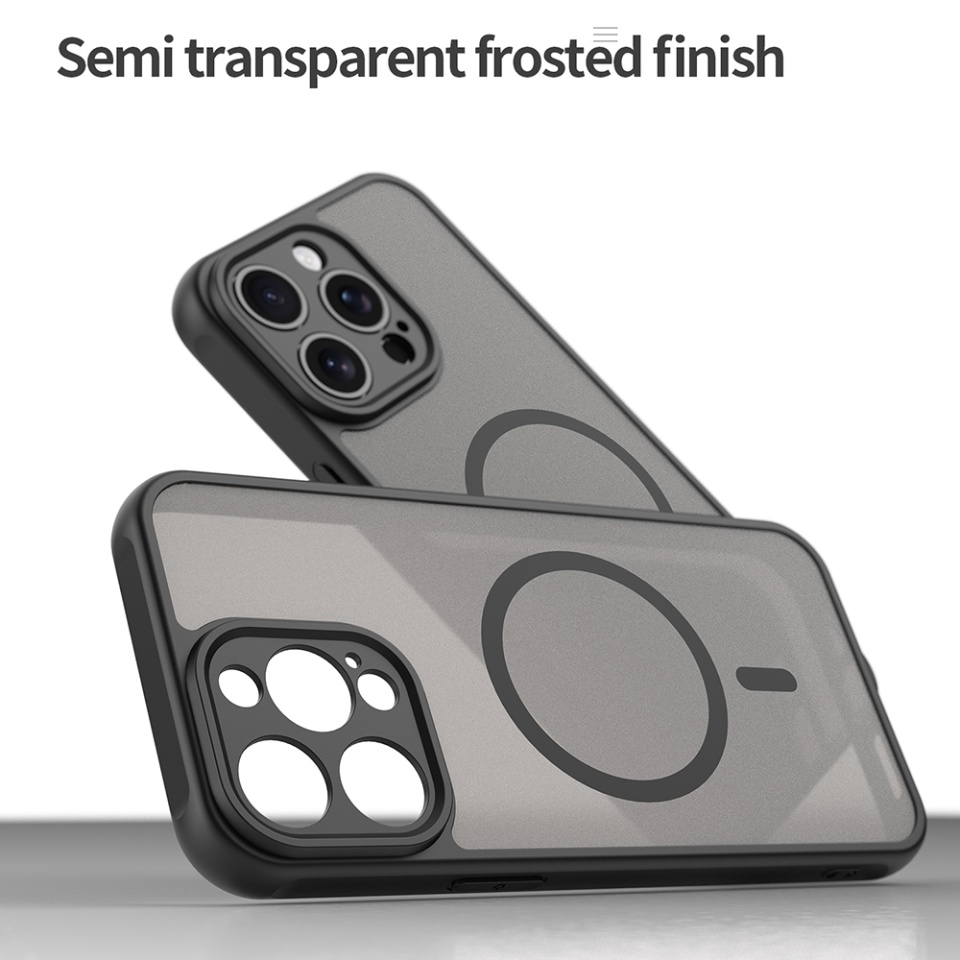 Husa pentru iPhone 15 Pro, SKYDDAR INNOVATION, HaloFrost MagSafe II, Antisoc, set cu sticker, Negru - 2 | YEO