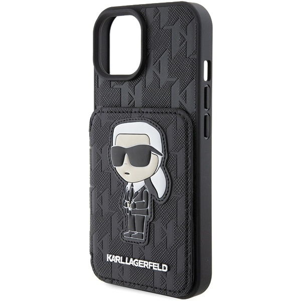 Husa pentru iPhone 15, Saffiano Cardslot, Karl Lagerfeld, Negru - 1 | YEO