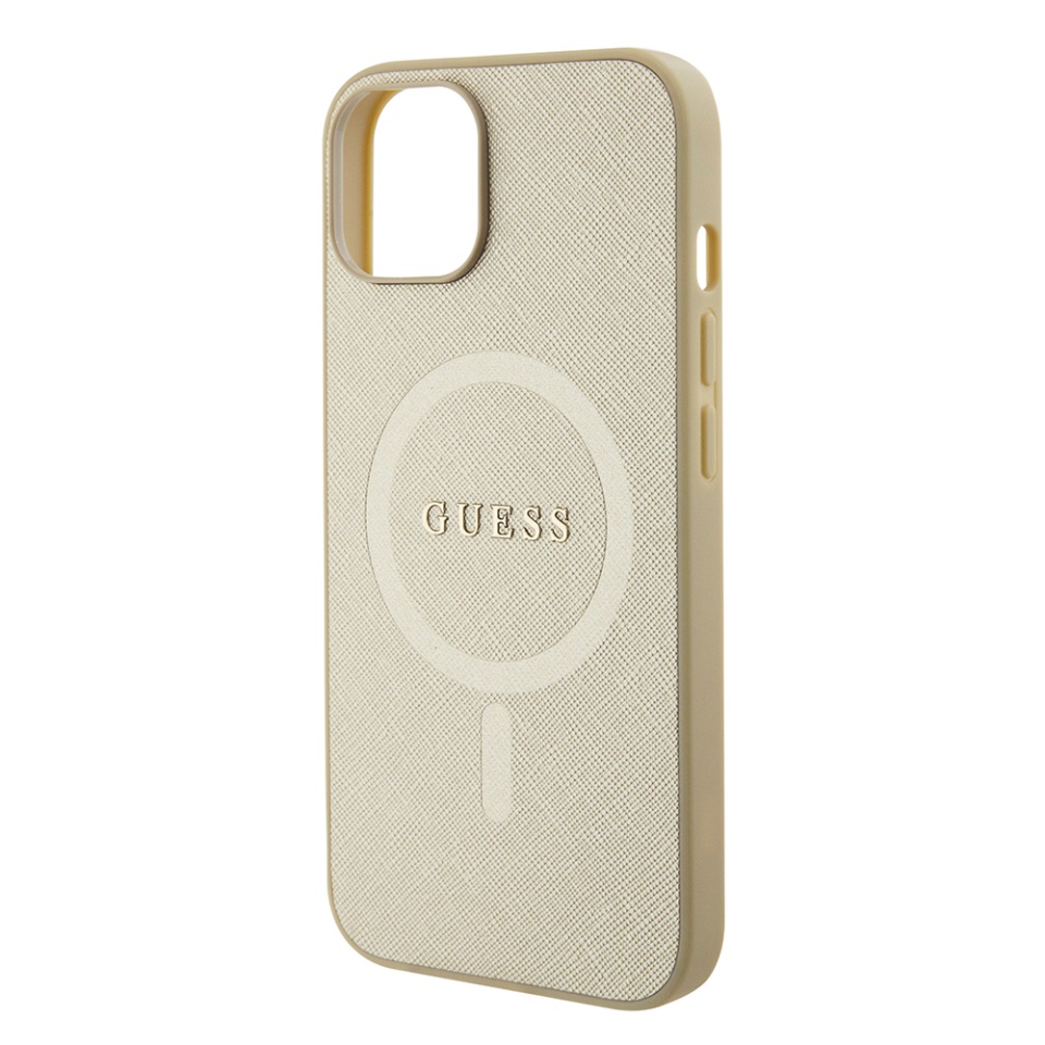 Husa pentru iPhone 15 Saffiano MagSafe, Guess - Auriu - 4 | YEO