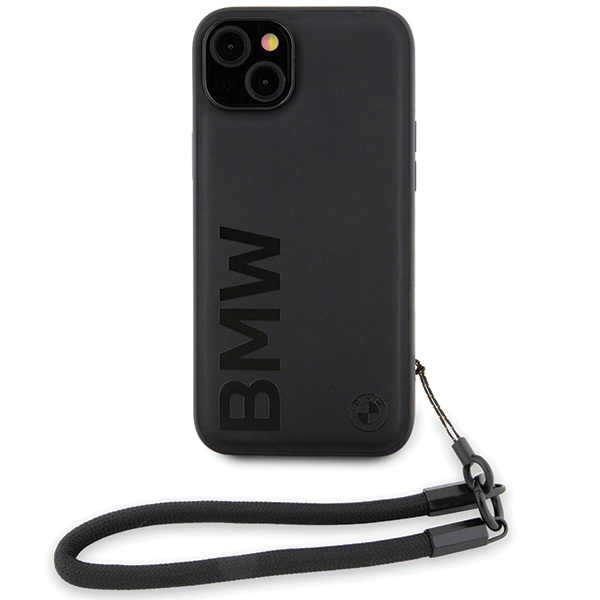Husa pentru iPhone 15, Signature Leather Wordmark Cord, BMW - Negru mat - 2 | YEO