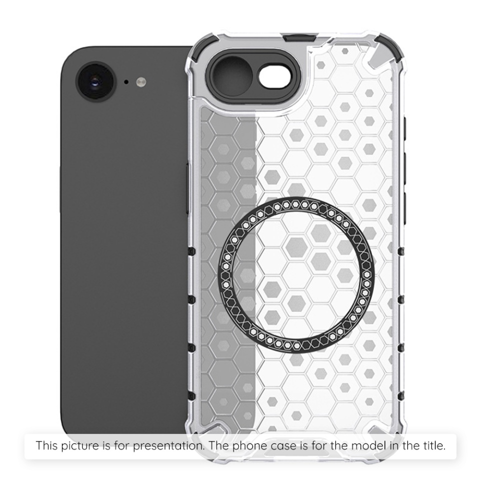 Husa pentru iPhone 15, SKYDDAR INNOVATION, HoneyComb Shield MagSafe, Alb, set cu sticker