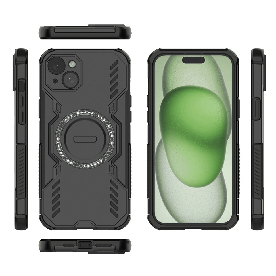 Husa pentru iPhone 15, SKYDDAR INOVATION, ArmorMag, Magsafe, set cu sticker, Negru - 3 | YEO