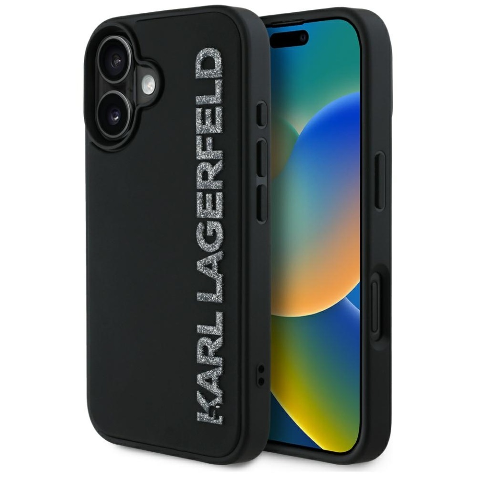 Husa pentru iPhone 16, 3D Design, Karl Lagerfeld, Negru