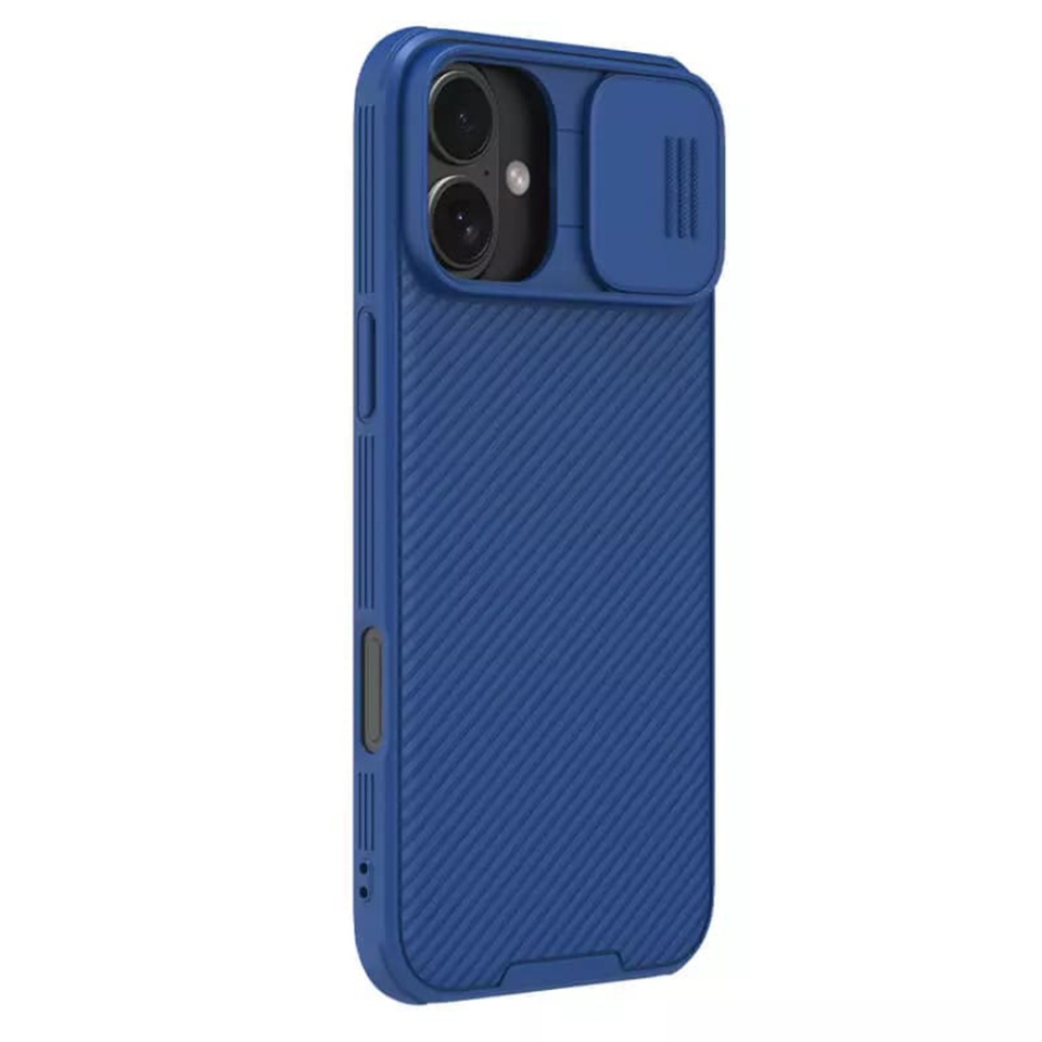 Husa pentru iPhone 16 cu inel magnetic si protectie camera Nillkin CamShield - Albastru - 3 | YEO