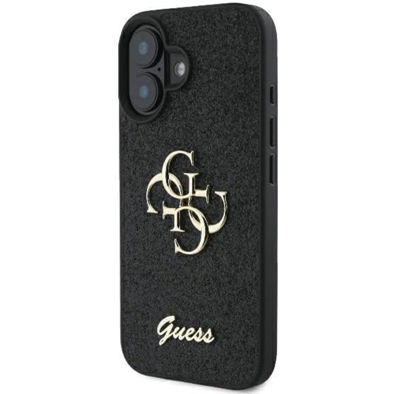 Husa pentru iPhone 16, Glitter Fixed Big 4G, Protectie Slim, Guess, Negru - 1 | YEO