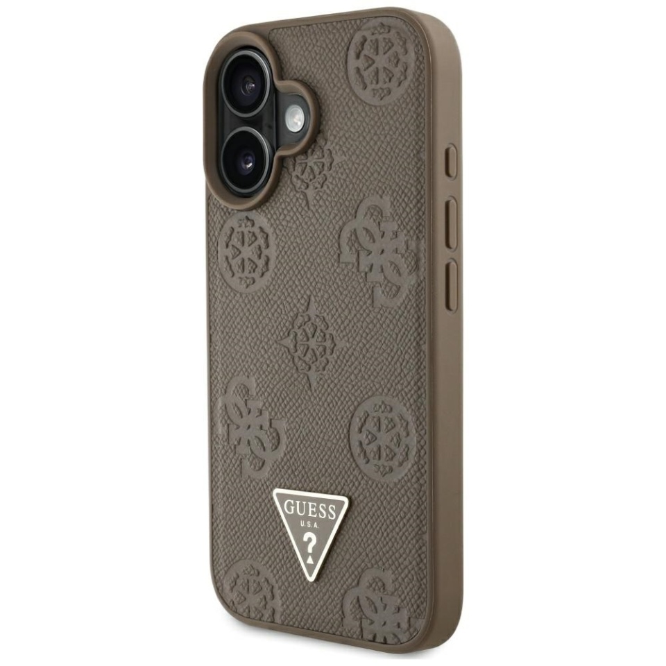 Husa pentru iPhone 16, Grained Triangle, Guess, Maro - 3 | YEO