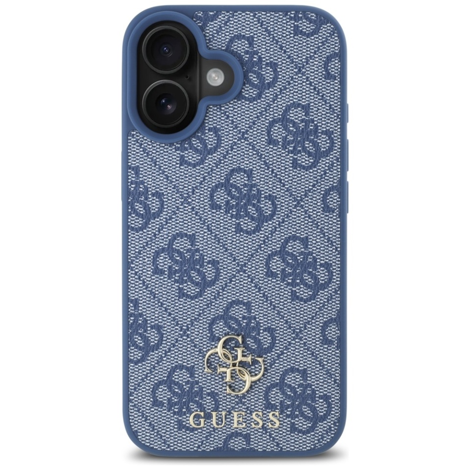 Husa pentru iPhone 16, Guess, 4G Small and Classic Logo MagSafe, Protectie Slim, Albastru - 6