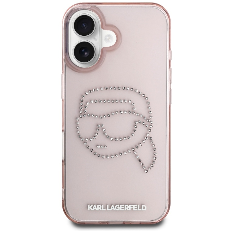 Husa pentru iPhone 16 IML Rhinestones, Karl Lagerfeld - Roz - 1 | YEO