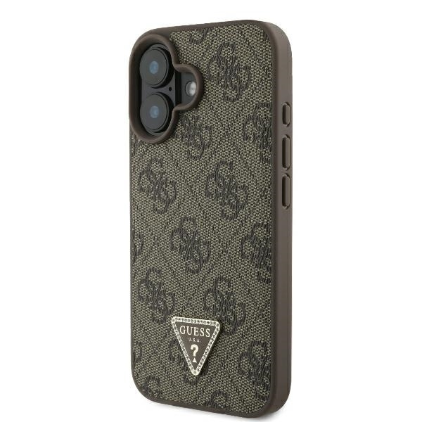 Husa pentru iPhone 16 Leather Metal Logo Strass Crossbody, Guess - Maro - 3 | YEO