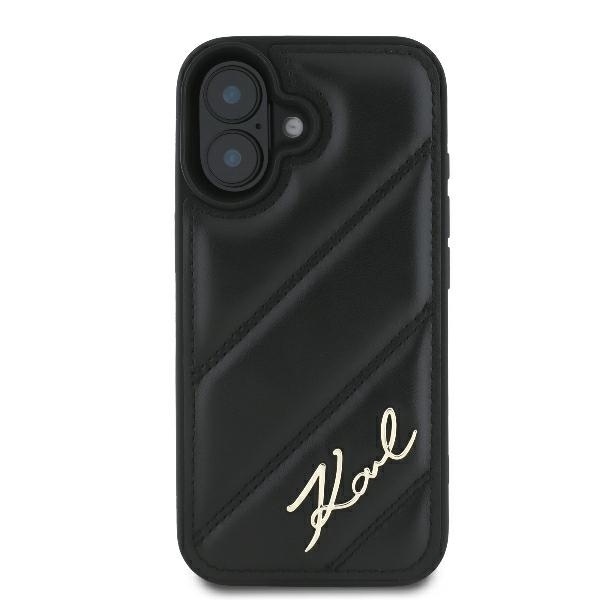 Husa pentru iPhone 16 Plus, Diagonal Quilted, Karl Lagerfeld, Negru - 2 | YEO