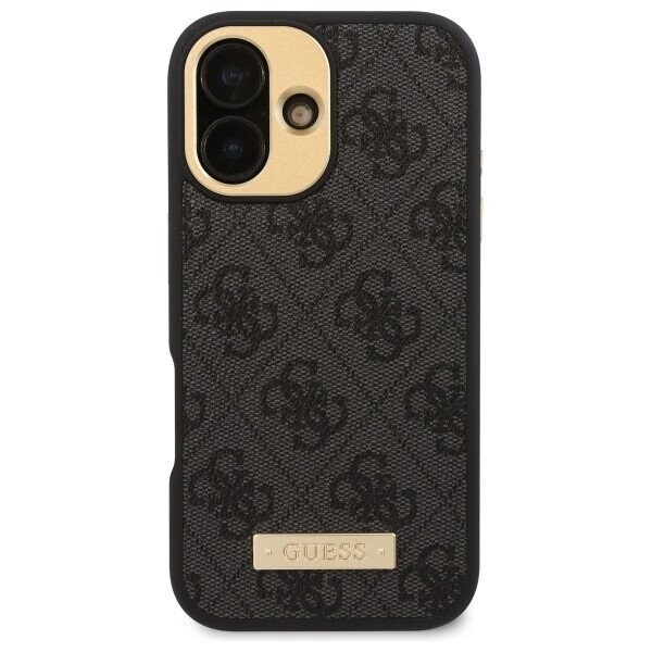 Husa pentru iPhone 16 Plus, Guess, Hardcase 4G Logo Plate MagSafe, Negru - 1 | YEO