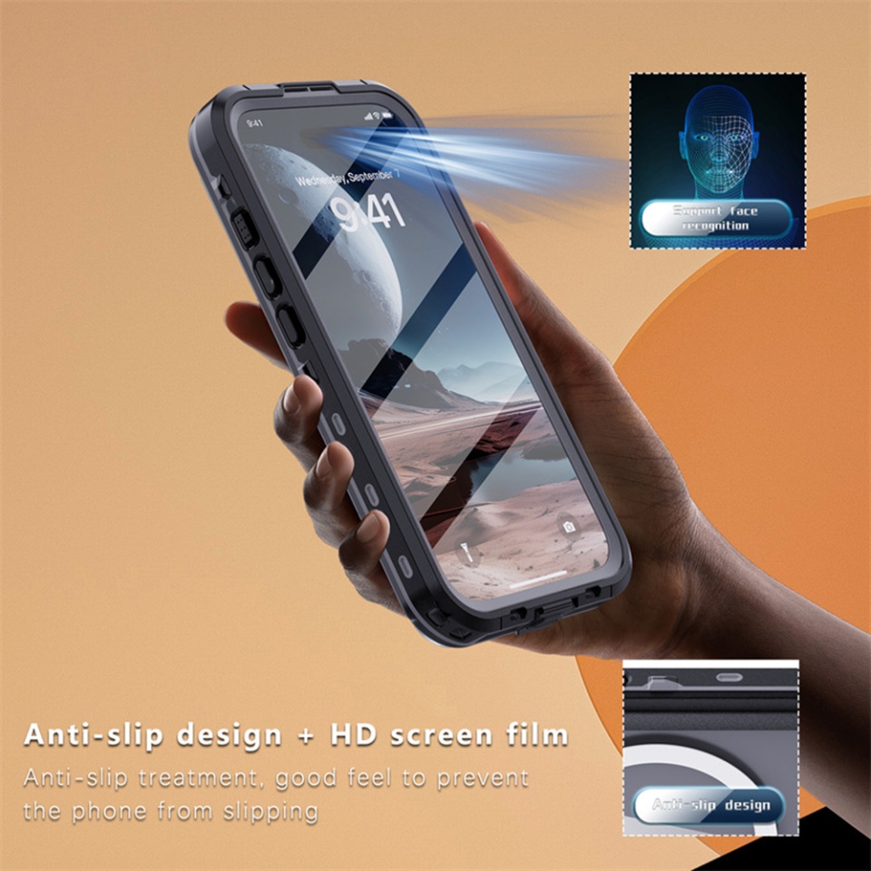 Husa pentru iPhone 16 Plus, ShellBox, Waterproof IP68 Case, Full Body, Protectie Totala, Anti-Soc, Rezistenta la Apa si Praful, Negru - 7