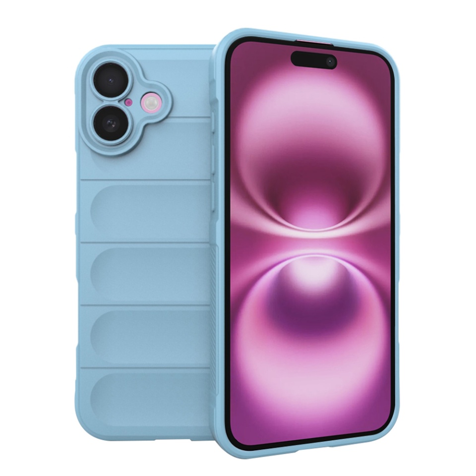 Husa pentru iPhone 16 Plus, SKYDDAR INNOVATION, Vogue, din Silicon Mat, Bleu, set cu sticker