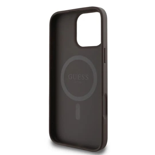 Husa pentru iPhone 16 Pro, 4G Ring Classic Logo MagSafe, Guess, Maro - 2 | YEO