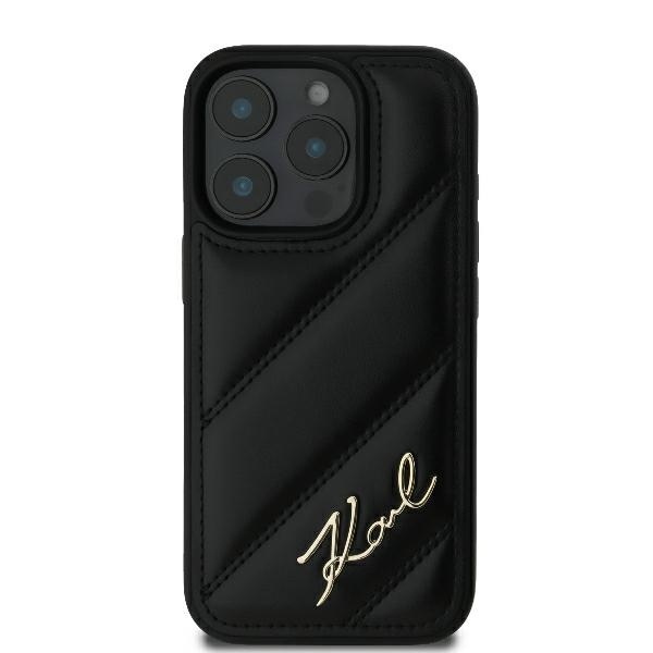 Husa pentru iPhone 16 Pro, Diagonal Quilted Script, Karl Lagerfeld - Negru - 2 | YEO