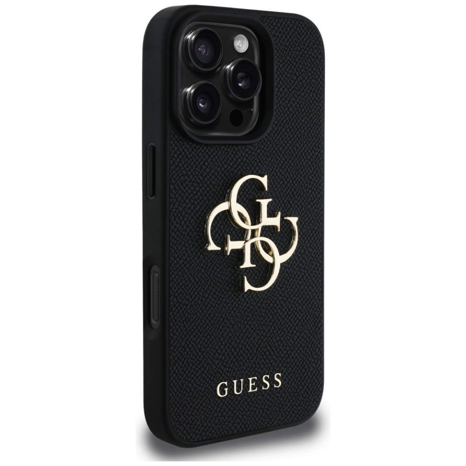 Husa pentru iPhone 16 Pro, Guess, Hardcase Grained Big 4G Logo Small Classic Logo, Protectie Slim, Negru - 3 | YEO