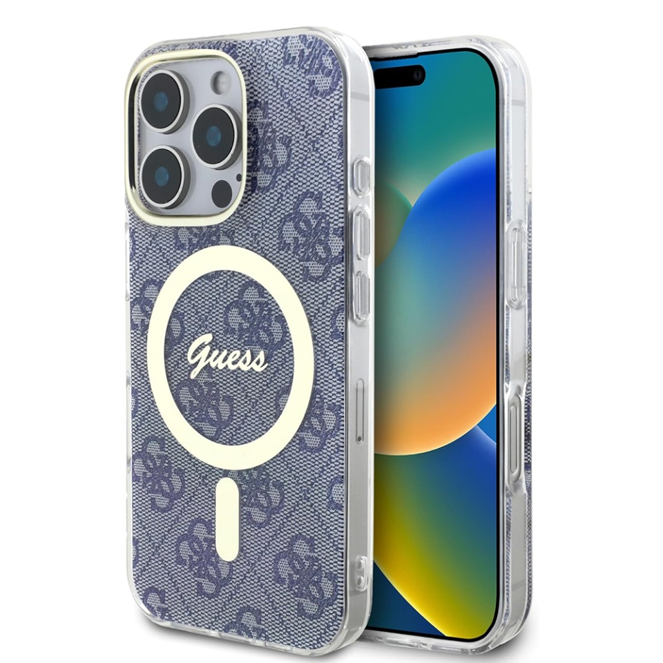 Husa pentru iPhone 16 Pro, IML 4G MagSafe, Guess - Albastru