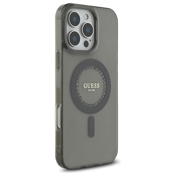 Husa pentru iPhone 16 Pro, IML Rhinestones MagSafe, Guess - Negru - 2 | YEO