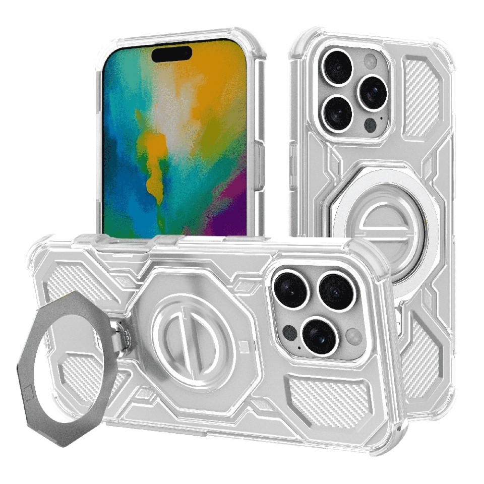 Husa pentru iPhone 16 Pro Max, Antisoc, SKYDDAR INOVATION, Carbon Shield PRO, Magsafe, set cu sticker, Alb