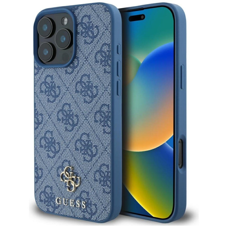 Husa pentru iPhone 16 Pro Max, Guess, 4G Small and Classic Logo MagSafe, Protectie Slim, Albastru