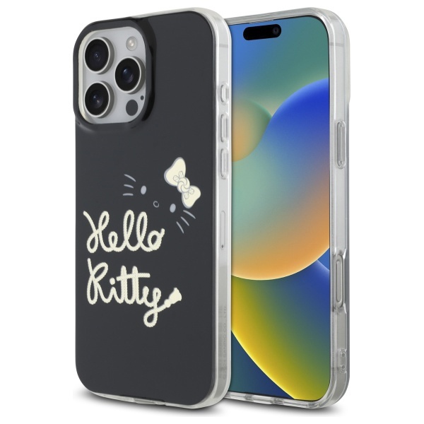 Husa pentru iPhone 16 Pro Max, Hardcase IML, Hello Kitty - Negru
