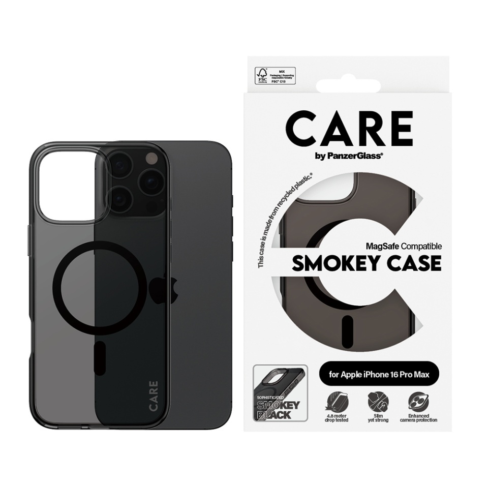 Husa pentru iPhone 16 Pro Max, PanzerGlass, CARE Flagship Urban Combat Black MagSafe, Anti-Soc 4.8m, Anti-Ingalbenire, Design Slim, Compatibila MagSafe, Fumuriu - 2 | YEO