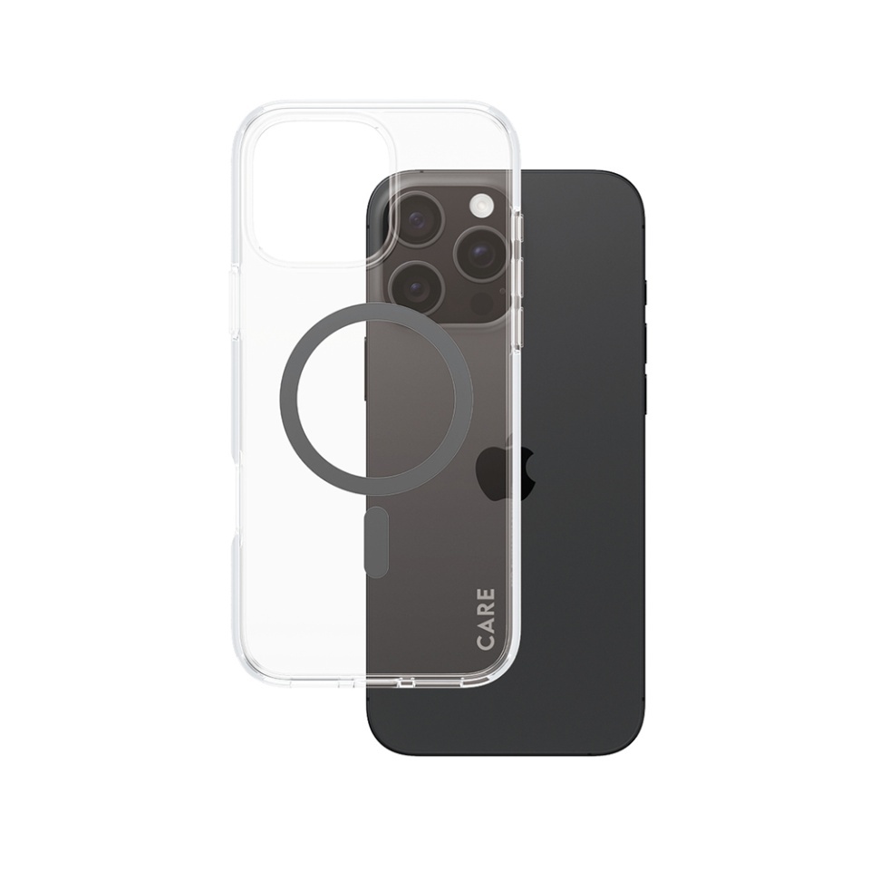Husa pentru iPhone 16 Pro Max, PanzerGlass, CARE Flagship Urban Combat Black MagSafe, Anti-Soc 4.8m, Anti-Ingalbenire, Design Slim, Compatibila MagSafe, Transparenta
