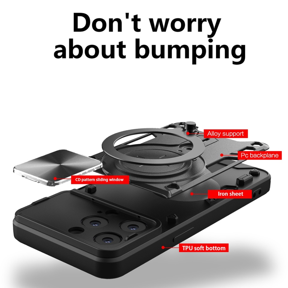 Husa pentru iPhone 16 Pro Max, SKYDDAR INNOVATION, CamGuard Pro, Inel Magnetic, Protectie Camera, Negru, set cu sticker - 1 | YEO