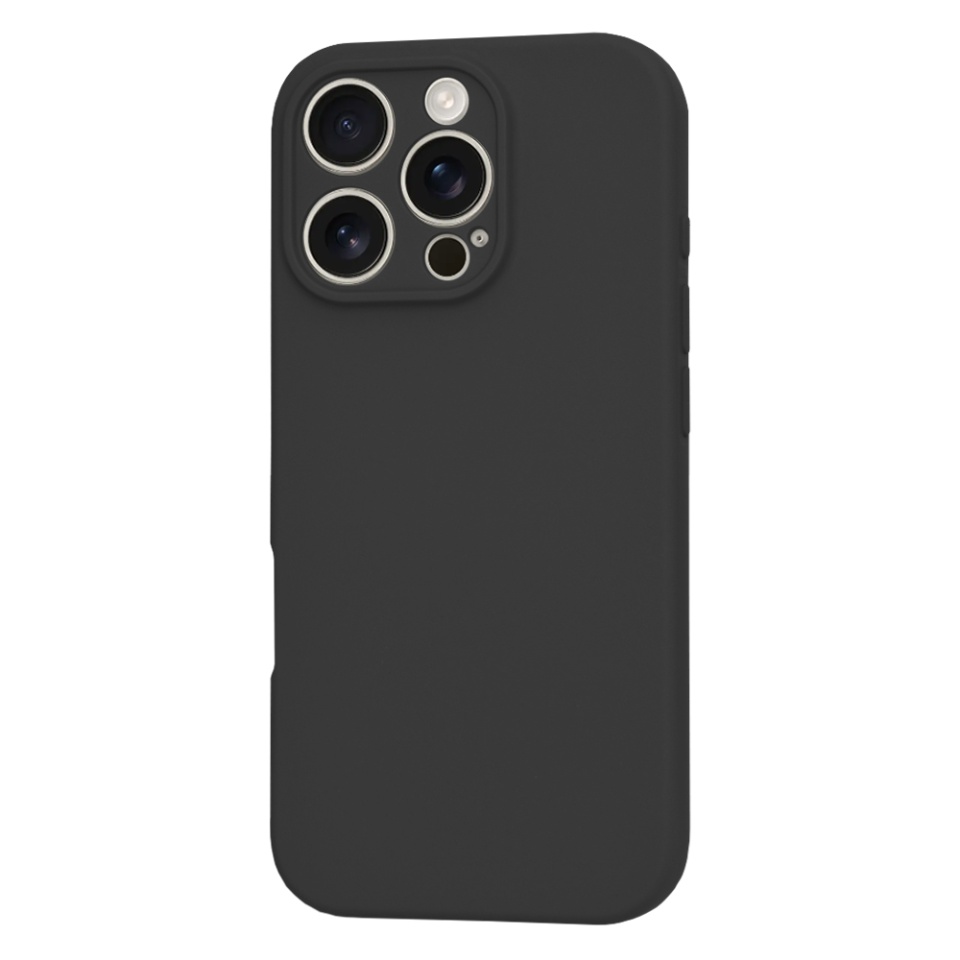 Husa pentru iPhone 16 Pro Max, SKYDDAR INNOVATION, din Silicon Catifelat, SoftElegance , Negru, set cu sticker - 2 | YEO