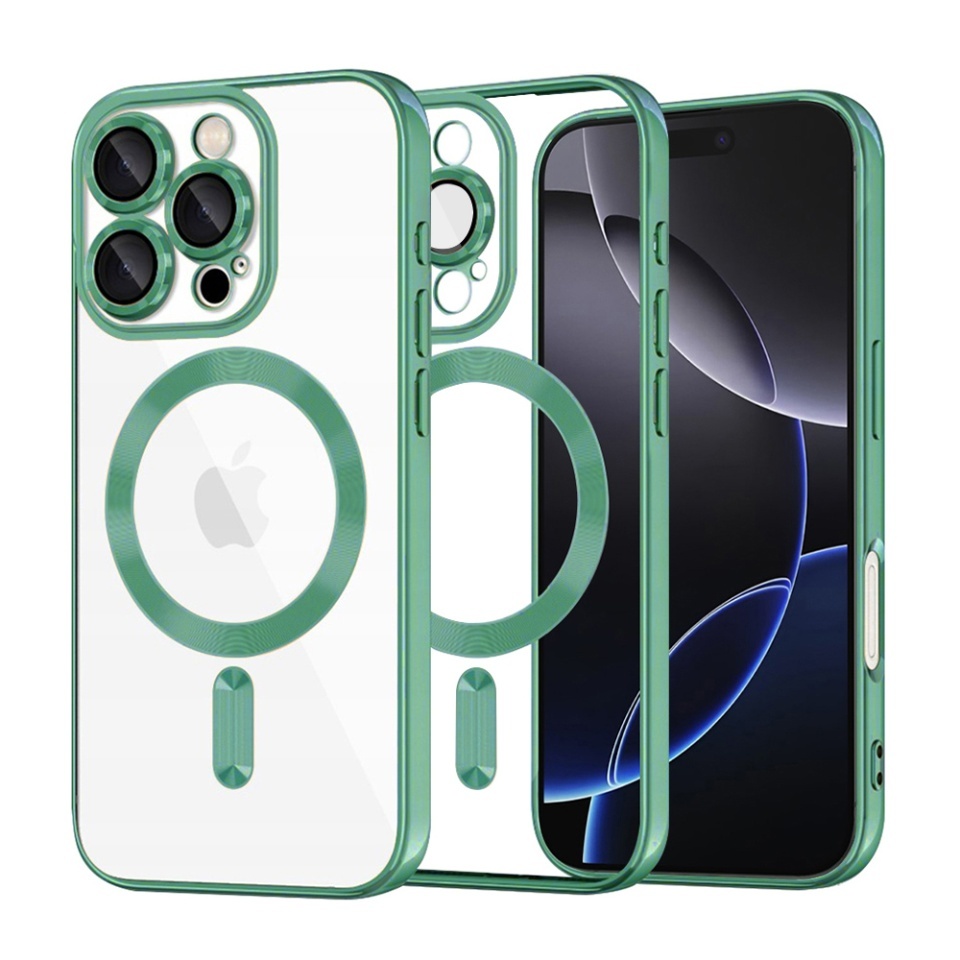 Husa pentru iPhone 16 Pro Max, SKYDDAR INNOVATION, Luxury Shield Magsafe, Protectie Antisoc, set cu sticker, Verde deschis