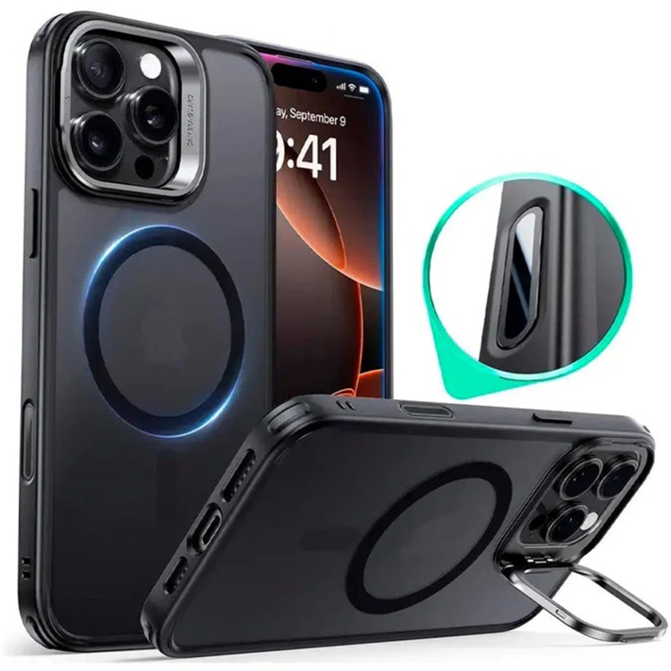 Husa pentru iPhone 16 Pro Max, slim, ESR Classic Hybrid HaloLock, Negru frost