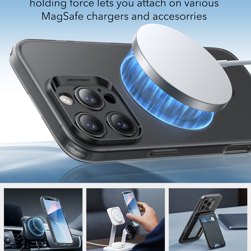 Husa pentru iPhone 16 Pro Max, slim MagSafe, ESR Zero HaloLock - Negru frost - 3 | YEO