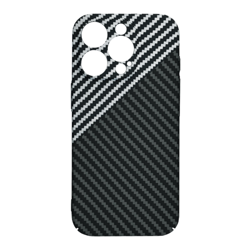 Husa pentru iPhone 16 Pro, SKYDDAR INNOVATION, textura carbon, Carbonite FiberShell, Gri, set cu sticker - 3 | YEO
