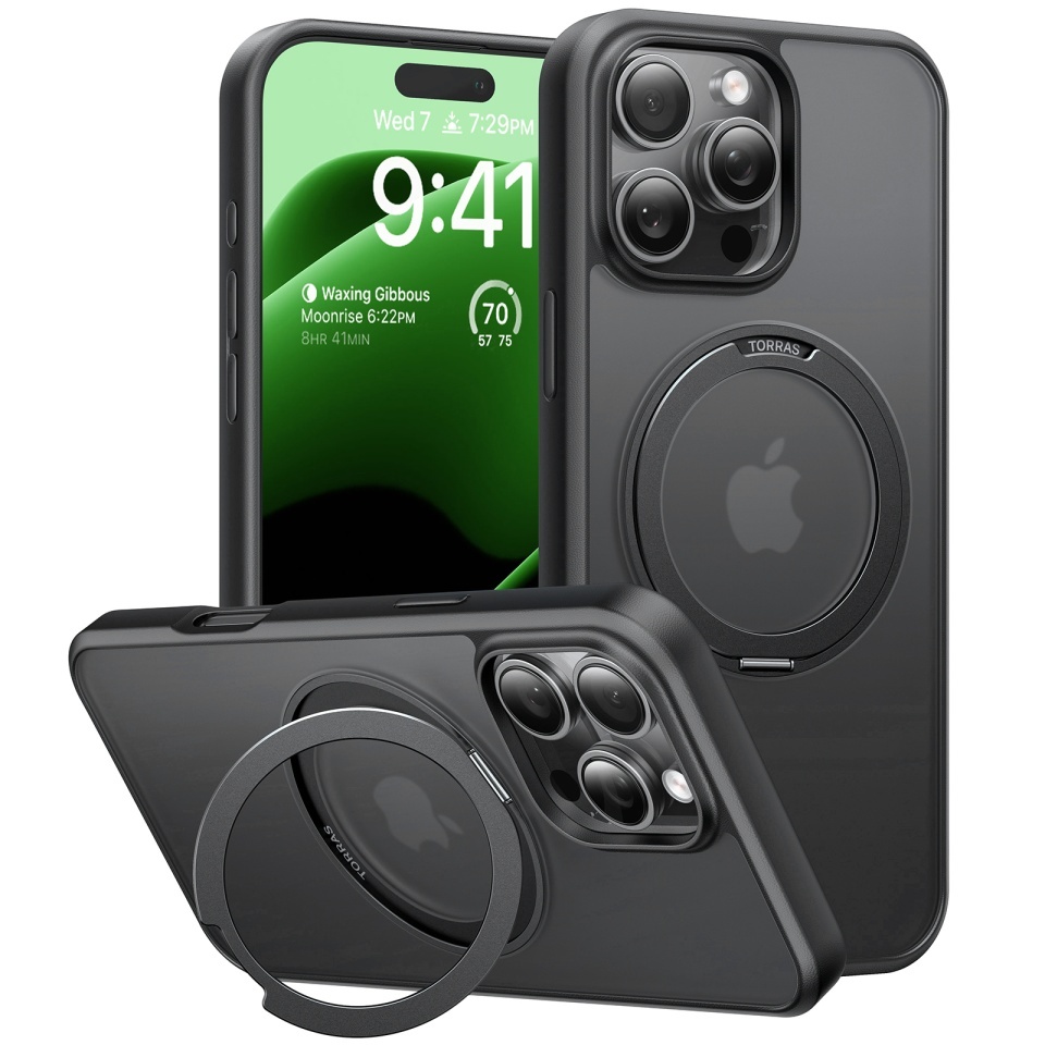 Husa pentru iPhone 16 Pro, Torras Ostand Pro MagSafe, Negru