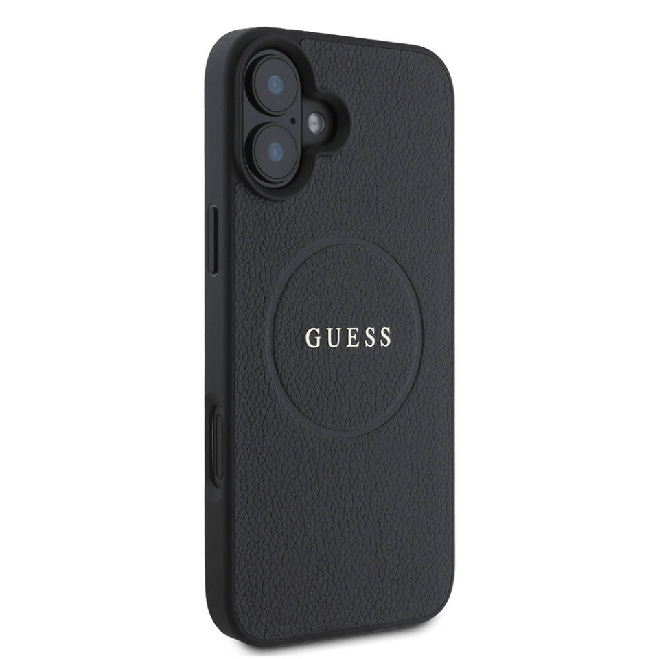 Husa pentru iPhone 16, Saffiano Iridescent Script, Guess, Negru - 3 | YEO