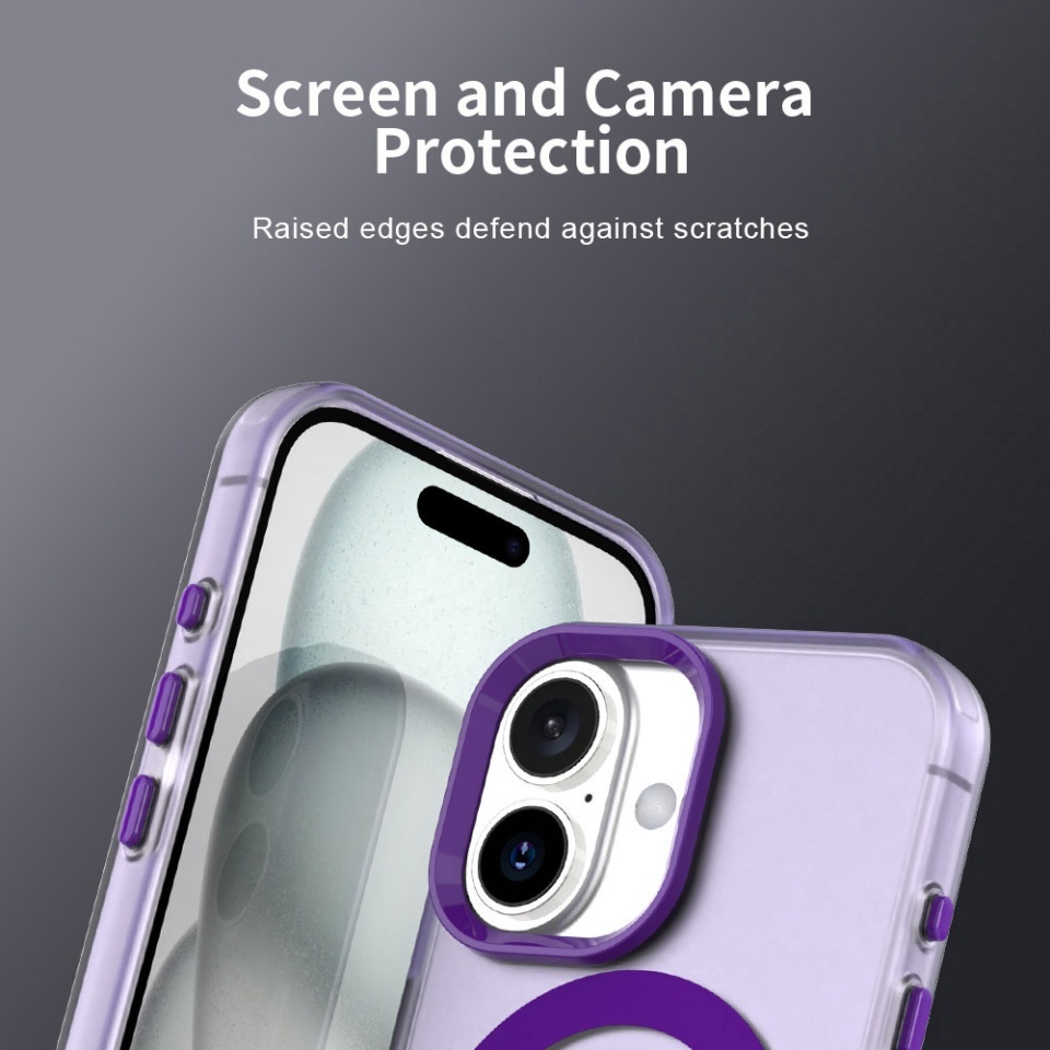 Husa pentru iPhone 16, SKYDDAR INOVATION, CandyCase, Magsafe, set cu sticker, Mov - 1 | YEO