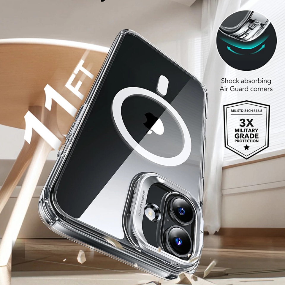 Husa pentru iPhone 16, slim MagSafe, Classic Hybrid HaloLock Kickstand ESR - Negru frost - 3 | YEO