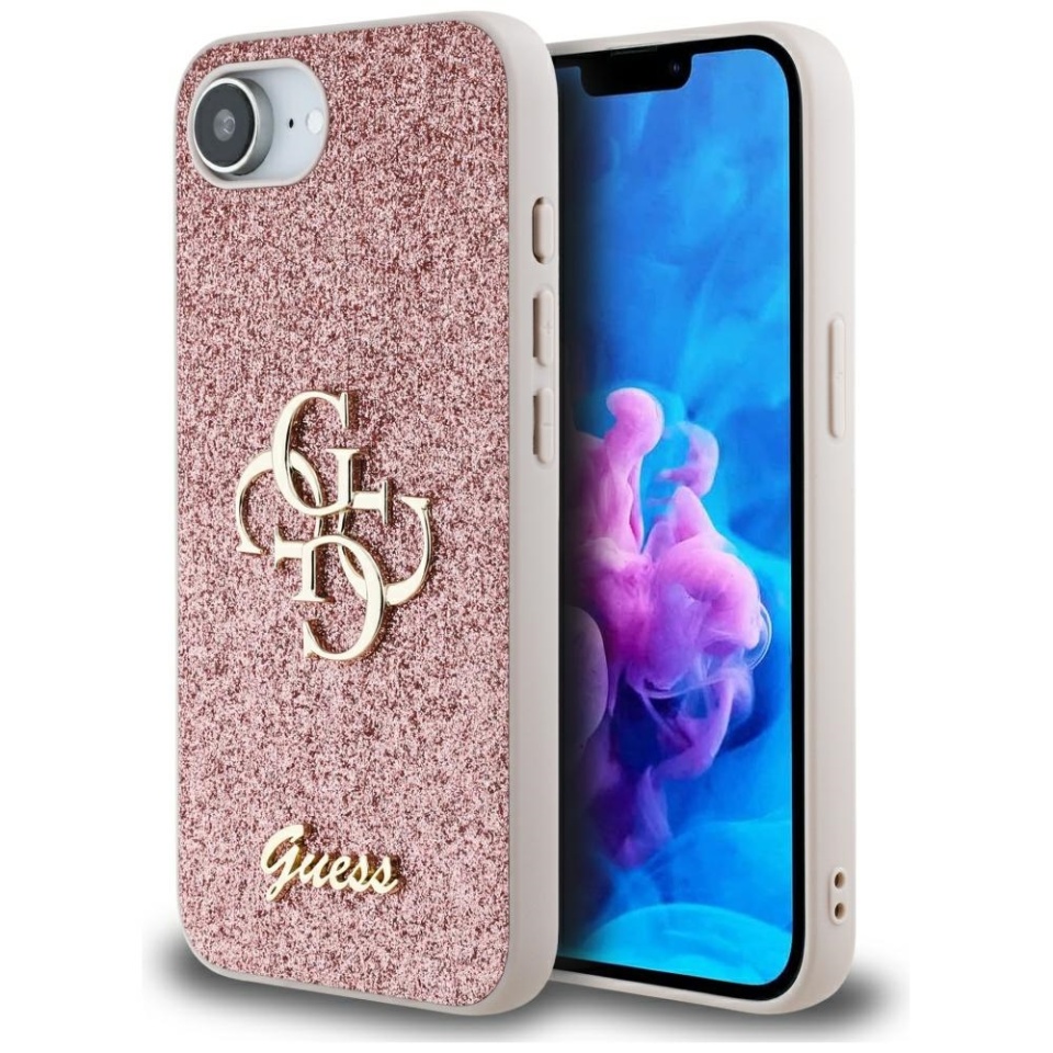 Husa pentru iPhone 16e, Glitter Fixed Big 4G, Protectie Slim, Guess, Roz