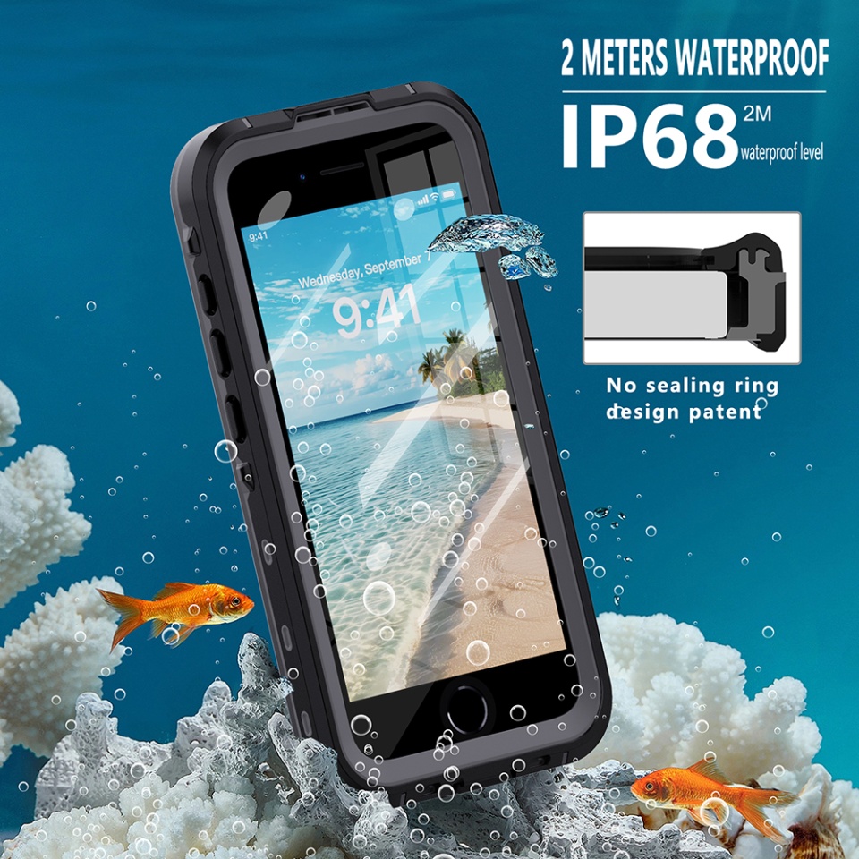 Husa pentru iPhone 16e, ShellBox, Waterproof IP68 Case, Full Body, Protectie Totala, Anti-Soc, Rezistenta la Apa si Praful, Negru - 2 | YEO