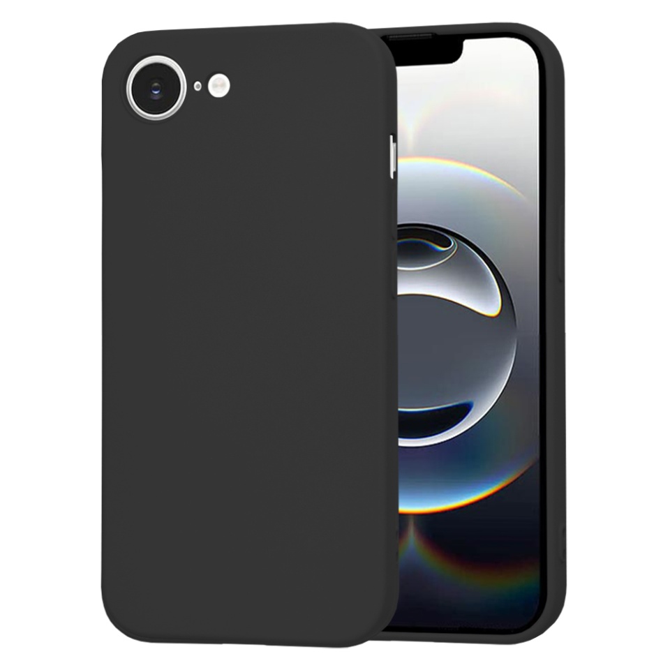 Husa pentru iPhone 16e, SKYDDAR INNOVATION, din Silicon Catifelat, SoftElegance , Negru, set cu sticker