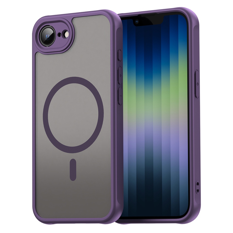 Husa pentru iPhone 16e, SKYDDAR INNOVATION, HaloFrost MagSafe II, Antisoc, set cu sticker, Mov